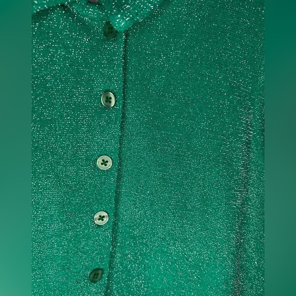 Frankie’s Bikinis Rose Terry Lurex Romper Sparkly Mistletoe Green Women Size XL - Picture 4 of 8